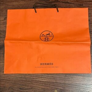Hermès Orange Logo Shopping Tote Bag